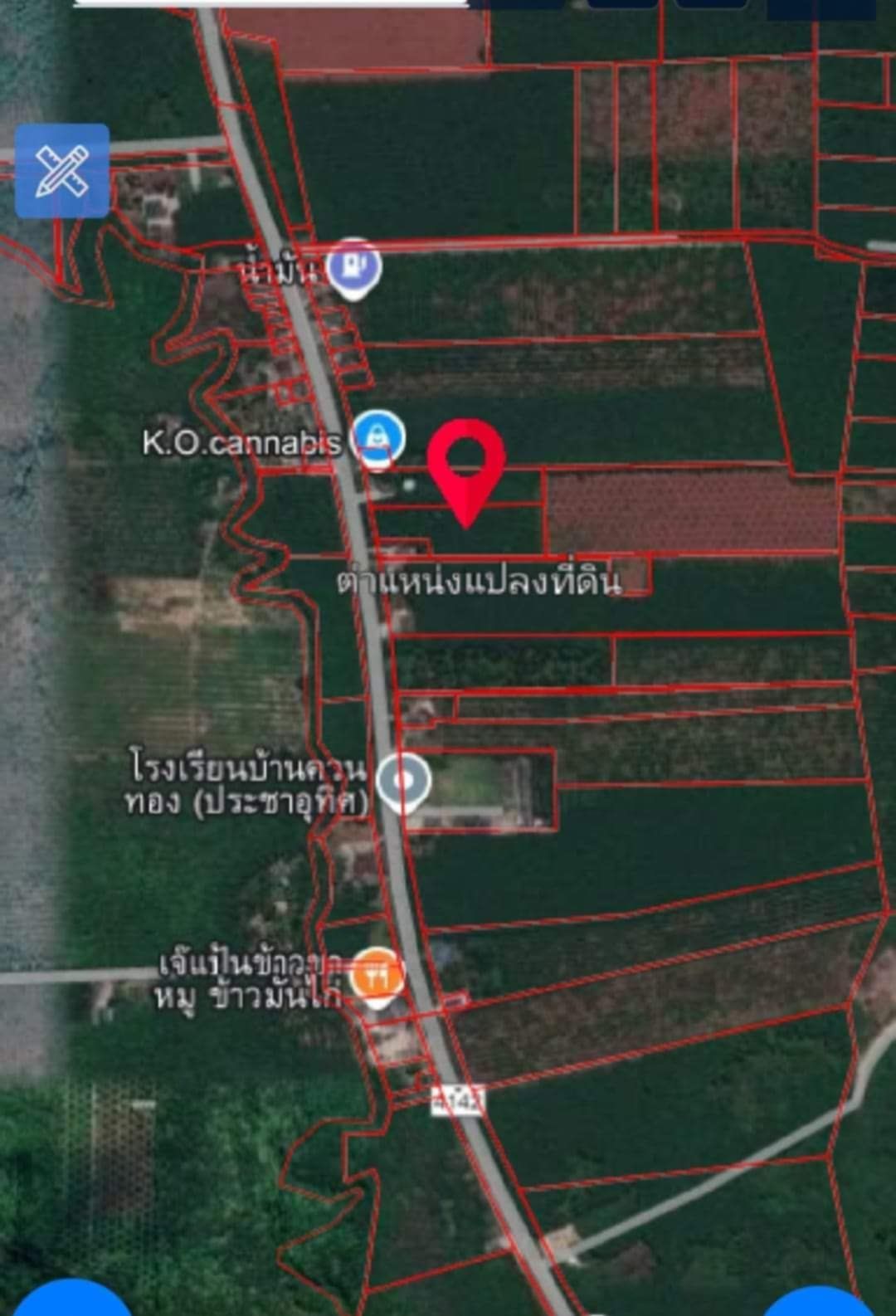 ขายที่ดินนครศรีธรรมราช อำเภอขนอม แดงสวนยางติดถนนขนอม-ดอนสัก