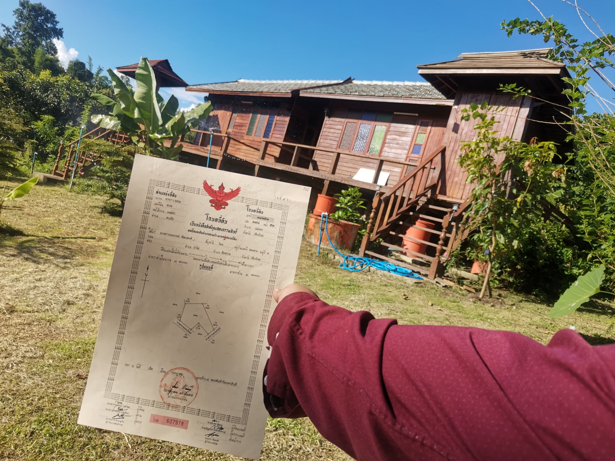 บ้านสวน บ้านพักตากอากาศ บ้านเรือนไทยทรงล้านนา อ.แม่แตง จ.เชียงใหม่ 0-2-70.1