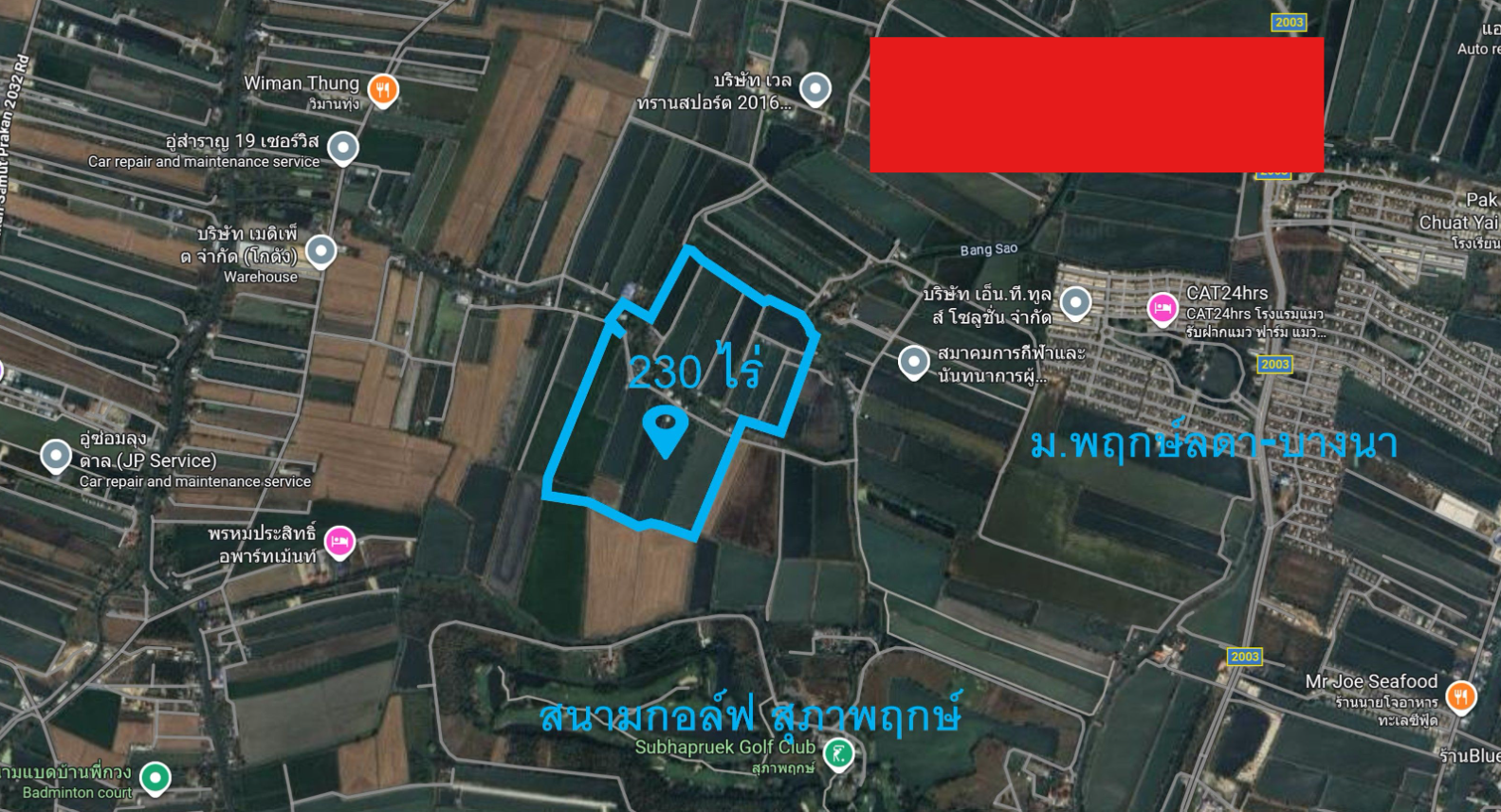 ที่ดินเปล่า 230ไร่ ต.บางเสาธง อ.บางพลี ใกล้สนามบินสุวรรภูมิ, เอแบค