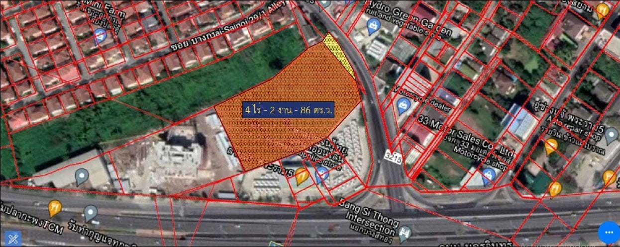 ขายที่ดิน แยกบางศรีทอง นนทบุรี 4-2-86 ไร่