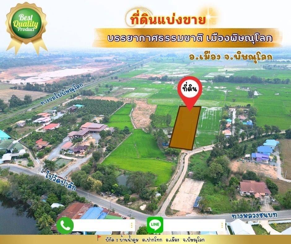 ขายที่ดินพิษณุโลก ที่แบ่งขาย ทำเลงาม แหล่งอำนวยความสะดวกรอบด้าน 0-1-30