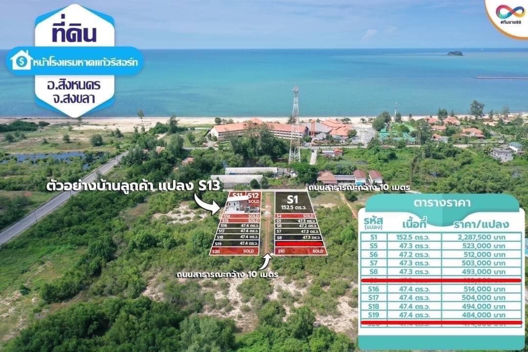 ขายที่ดินสงขลา สิงหนคร 47.3ตารางวา