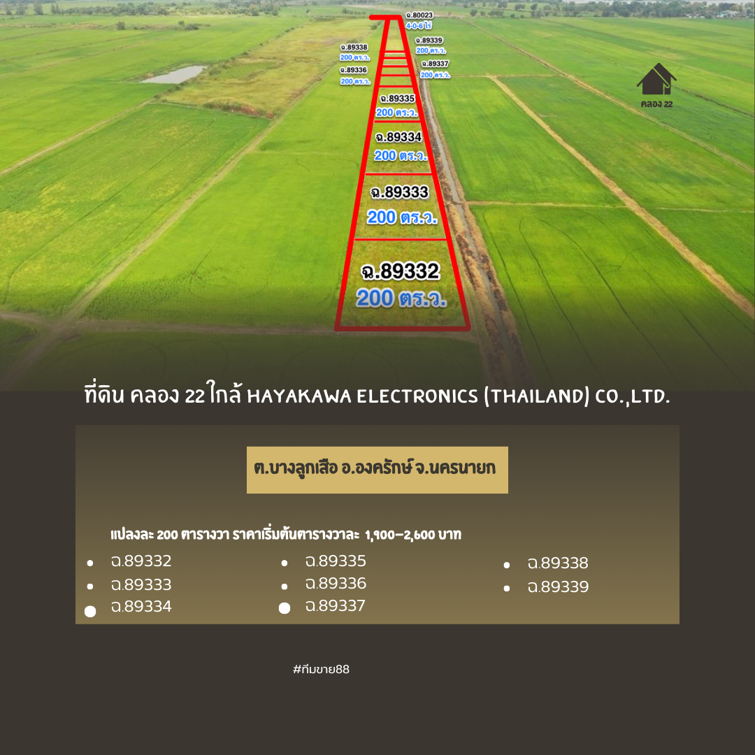 ขายที่ดินนครนายก องครักษ์ ที่ดินแบ่งขาย แปลงสวย 