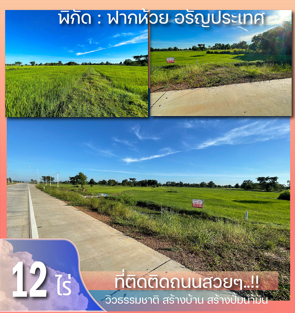 ขายที่ดินโฉนดครุฑแดง ติดถนนใหญ่ อรัญประเทศ สระแก้ว 12 ไร่