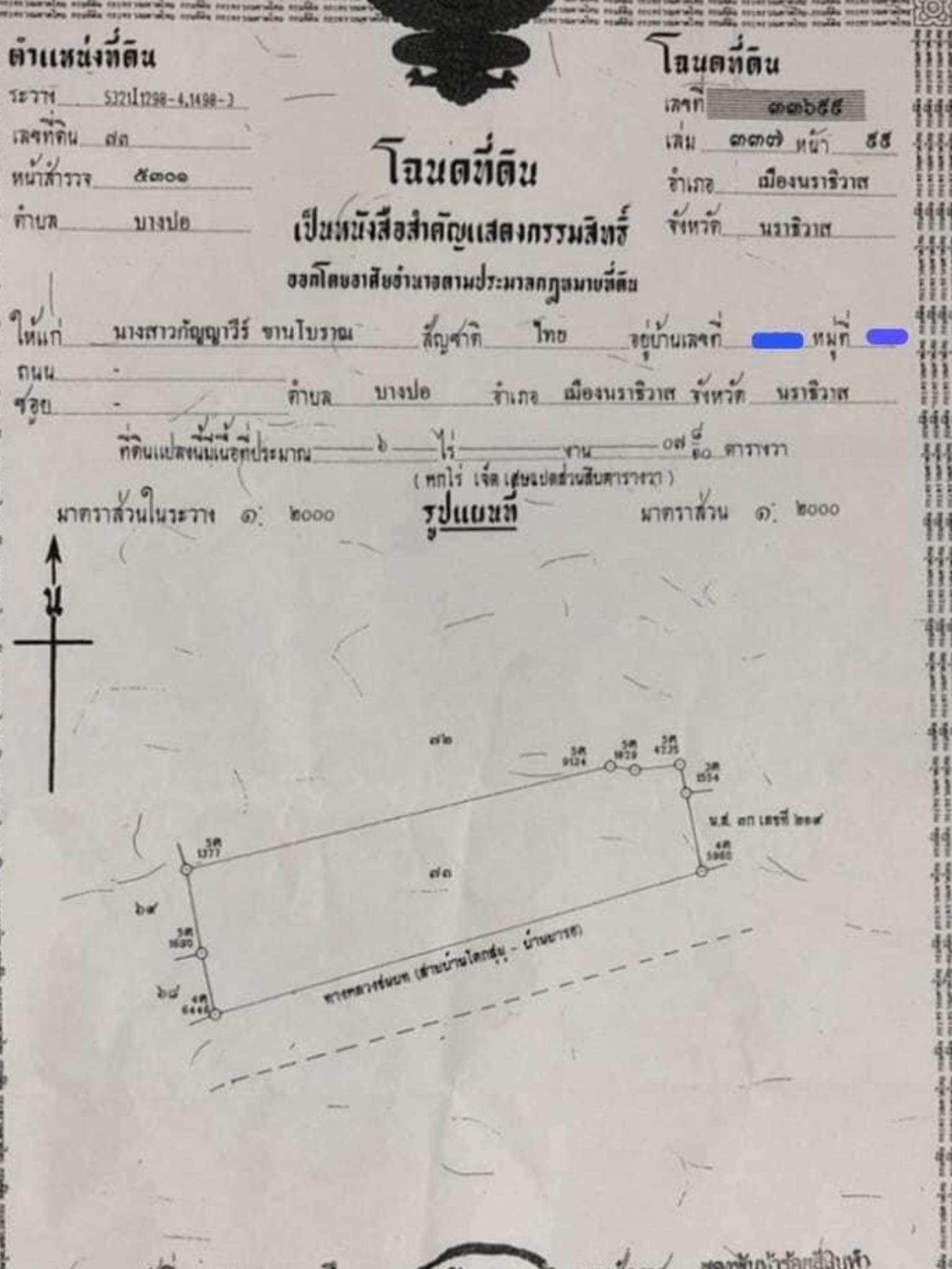 ที่ดินเปล่า เมืองนราธิวาส 6-0-7.8