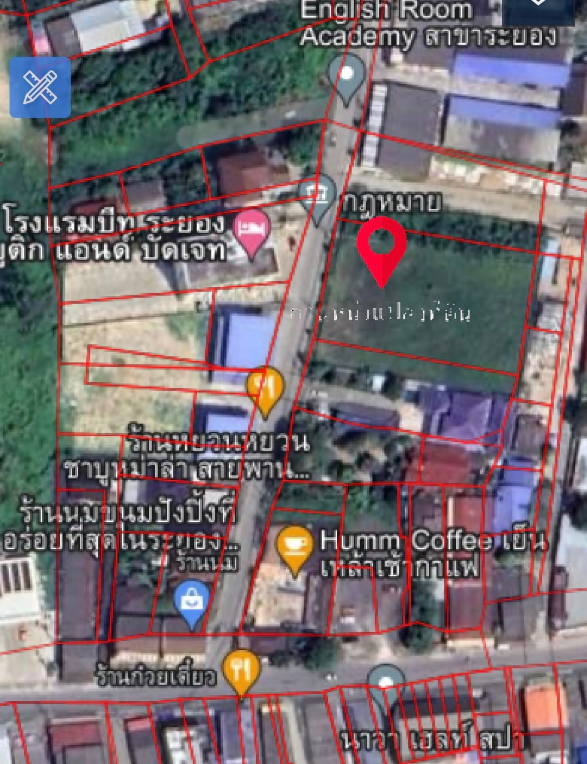 ขายที่ 1ไร่ 2งาน ที่ดินอยู่ย่านธุรกิจเหมาะประกอบกิจการ โรงแรม ร้านอาหาร คาเฟ่ ในเมืองระยอง