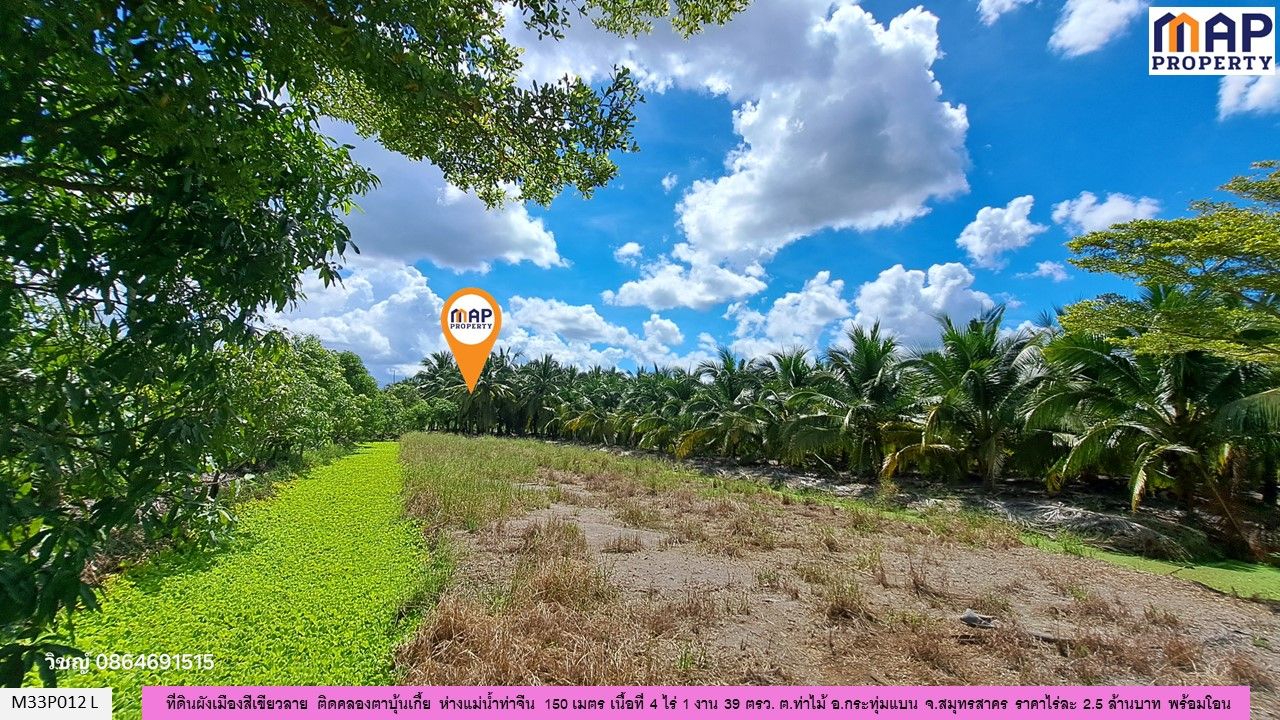 ที่ดินริมคลอง ผังเมืองสีเขียวลาย 4-1-39 ไร่