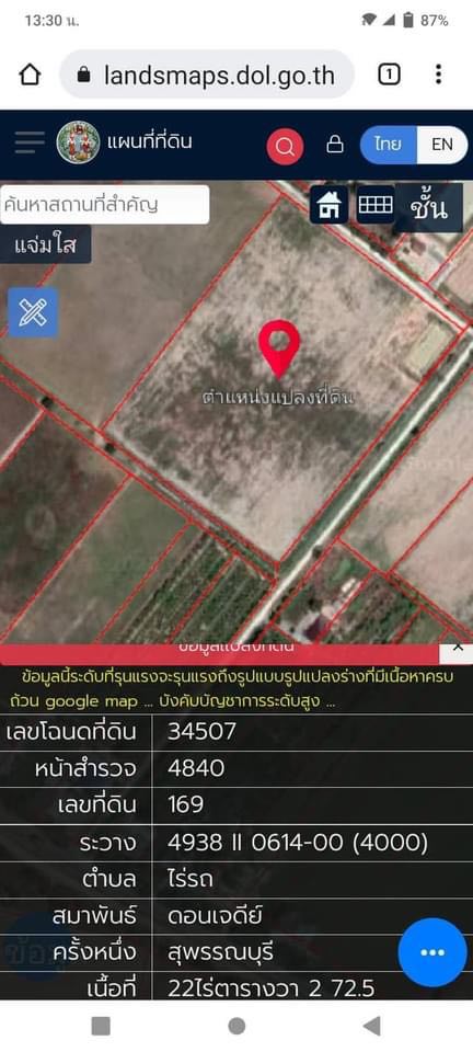ที่ดินเปล่าแปลงสวย สุพรรณฯ 22-2-72.5