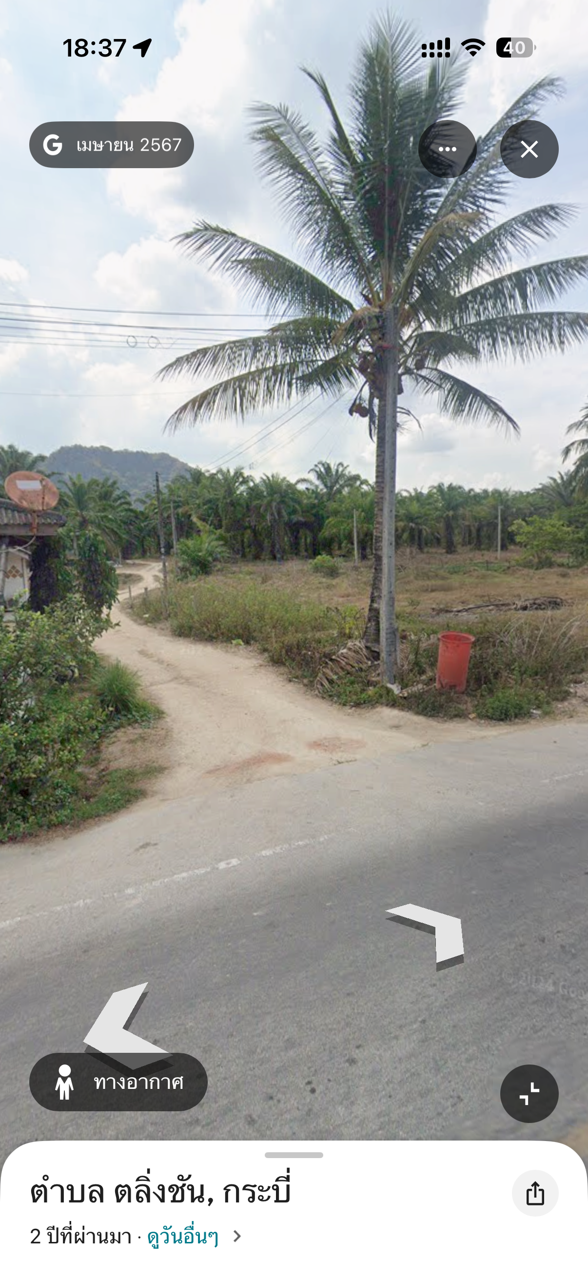 ที่ดินพร้อมบ้านกระบี่ เหนือคลอง อยู่ในสวนปาล์ม 3-1-30 ไร่.