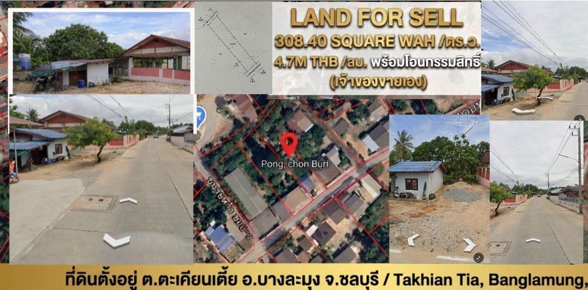 ขายที่ดินติดถนน ตะเคียนเตี้ย มาบหว้า