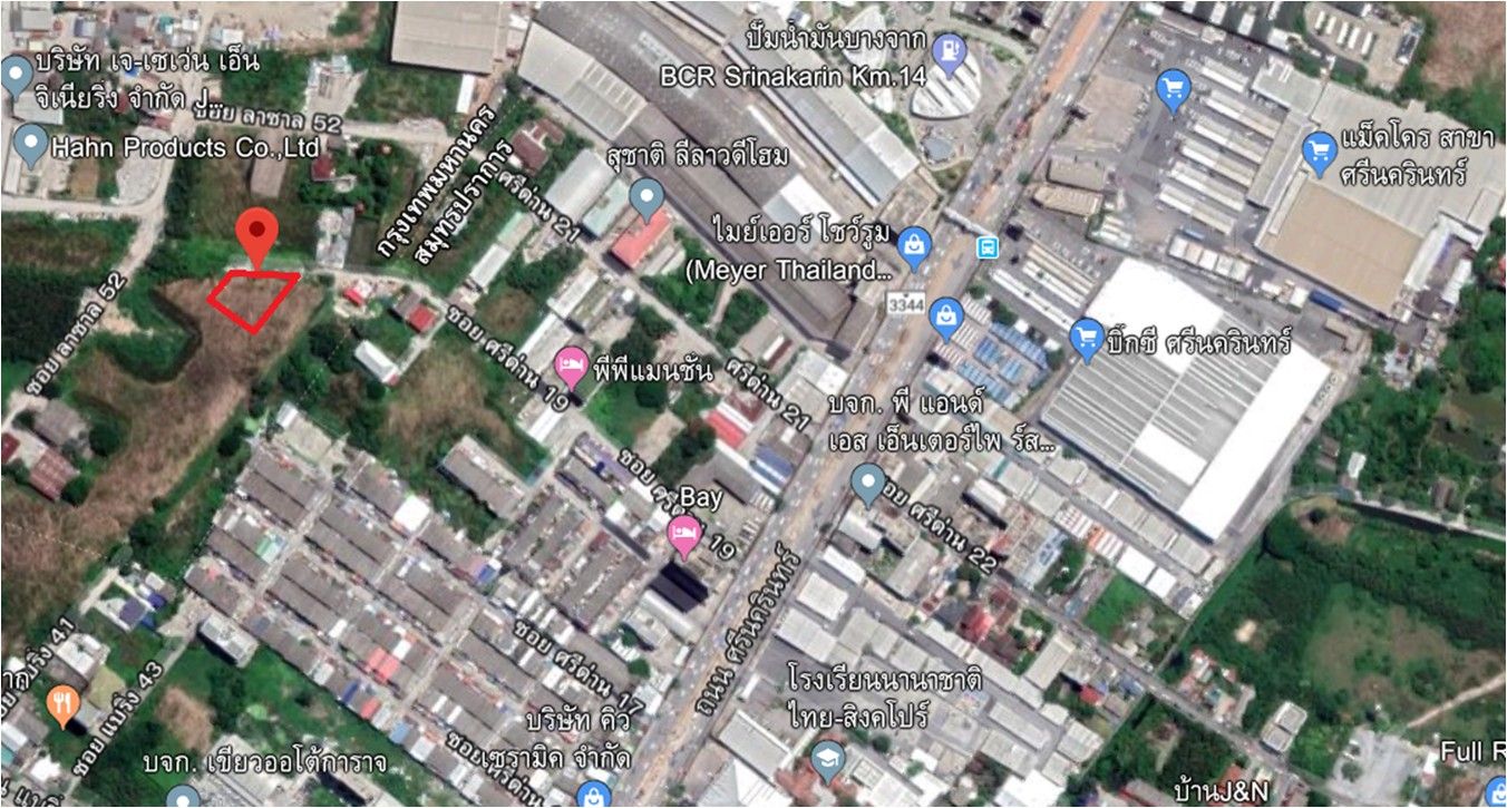 ขายที่ดินซอยศรีด่าน 19 ทำเลดีหลังโรงแรมเบย์ (ตรงข้าม Makro ศรีนครินทร์)