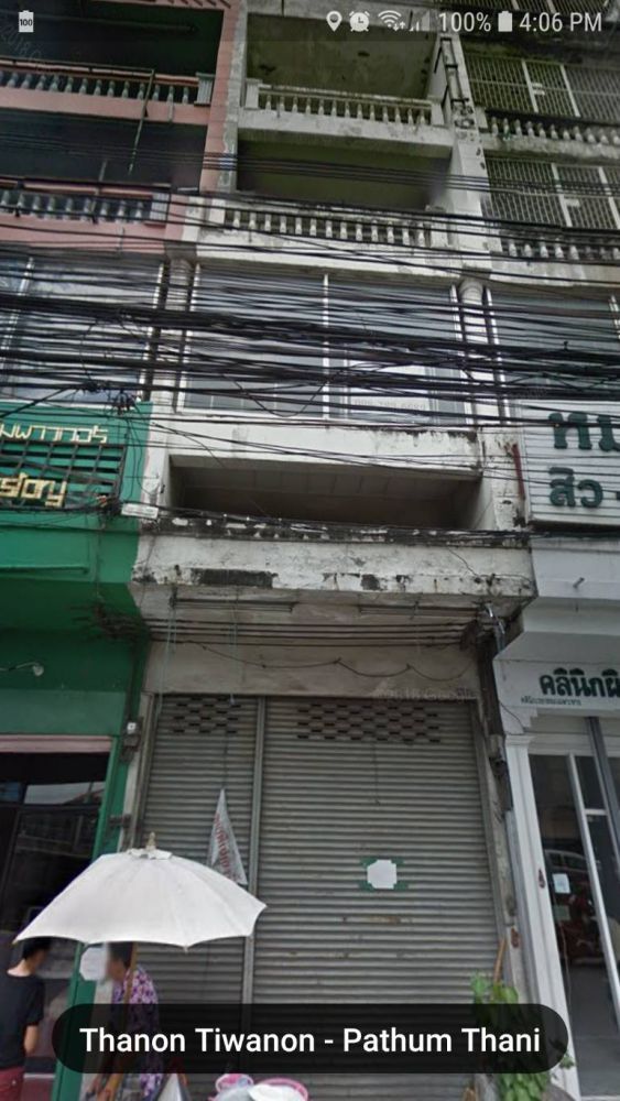 ขายอาคารพาณิชย์ริมถนนติวานนท์พร้อมที่ดินเปล่าด้านหลังอาคาร นนทบุรี 34 ตร.ว