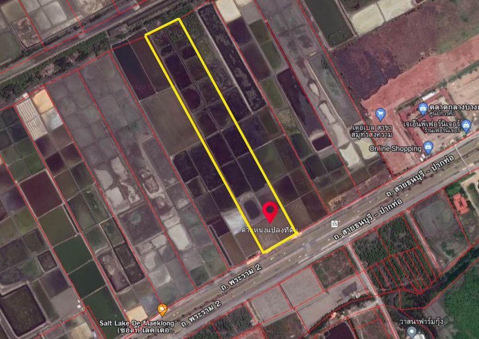 ที่ดิน 29-3-15 ตรว. ติดถนนใหญ่พระราม2 สมุทรสงคราม