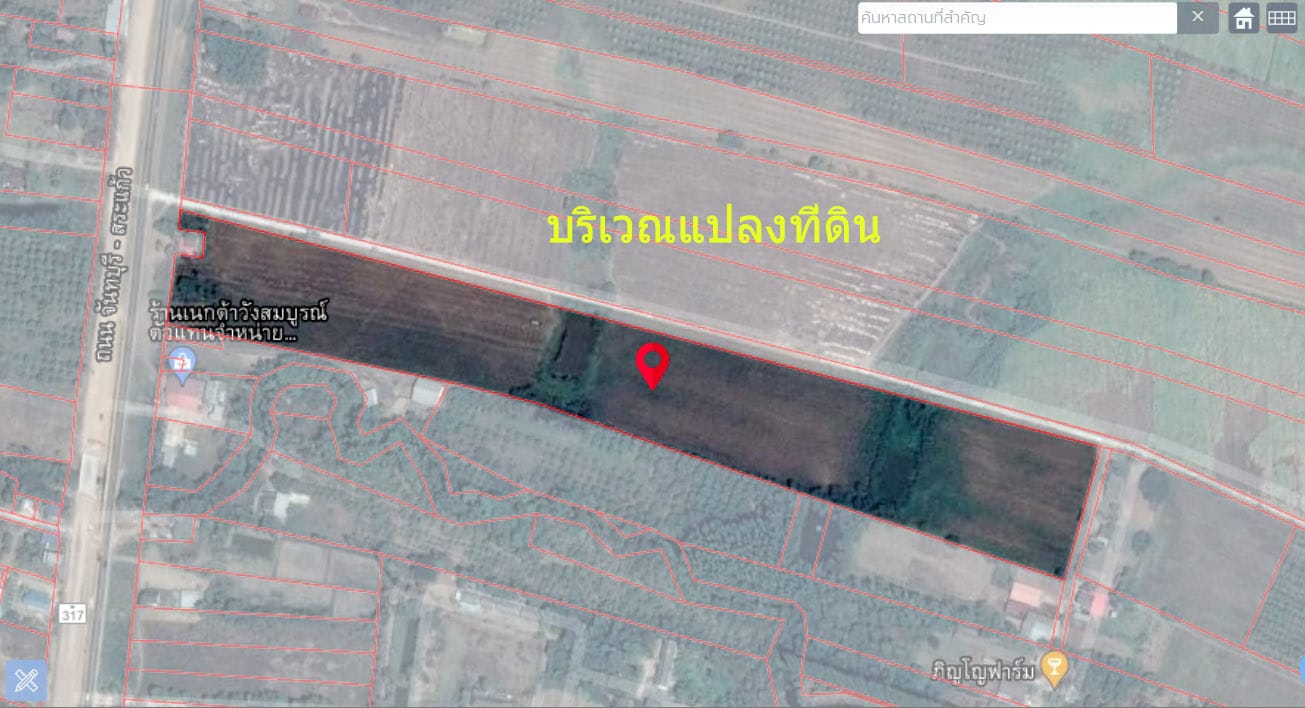 ขายที่ดิน ต. วังใหม่ อ. วังสมบูรณ์ จ. สระแก้ว ที่ดินเป็นทรงสี่เหลื่ยมพื้นผ้า ติดถนนใหญ่ จันทบุรี--สระแก้ว 317