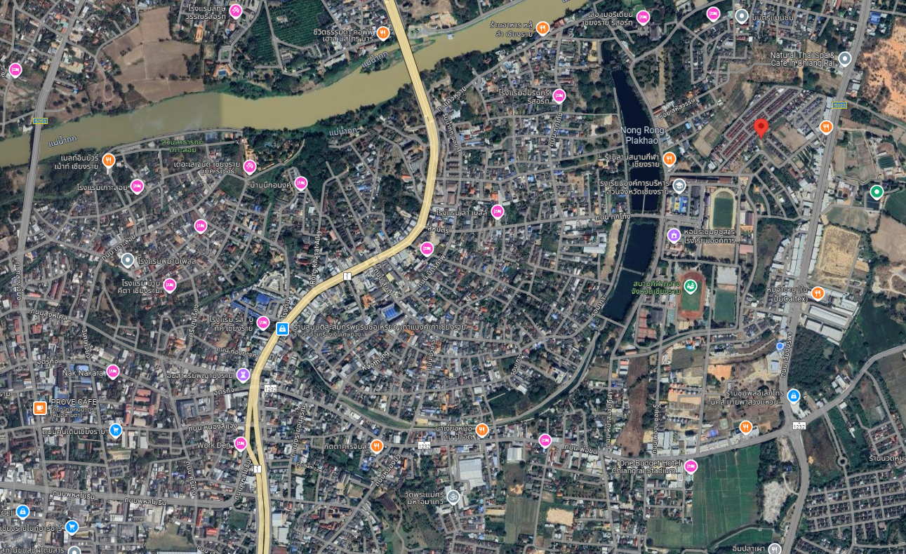 ขายที่ดินเชียงราย อำเภอเมืองเชียงราย ใกล้สนามกีฬากลาง ใกล้สนามบิน เหมาะปลูกบ้านมาก 0-0-75 ไร่.