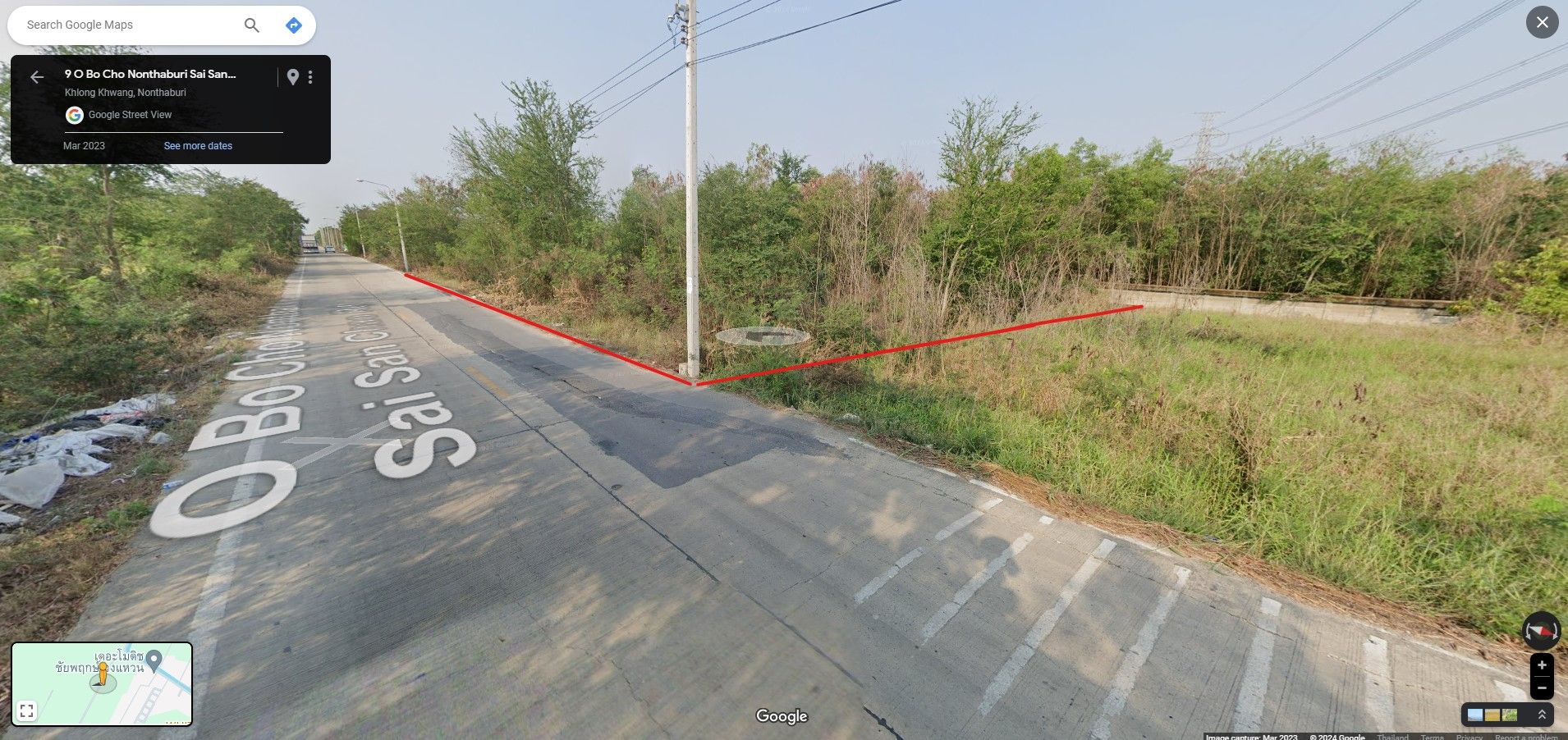 ขายที่ดิน 1 ไร่ติดถนน ถนน องค์การบริหารส่วนจังหวัด นนทบุรี สายศาลเจ้า ไทรน้อย (บางบัวทอง)