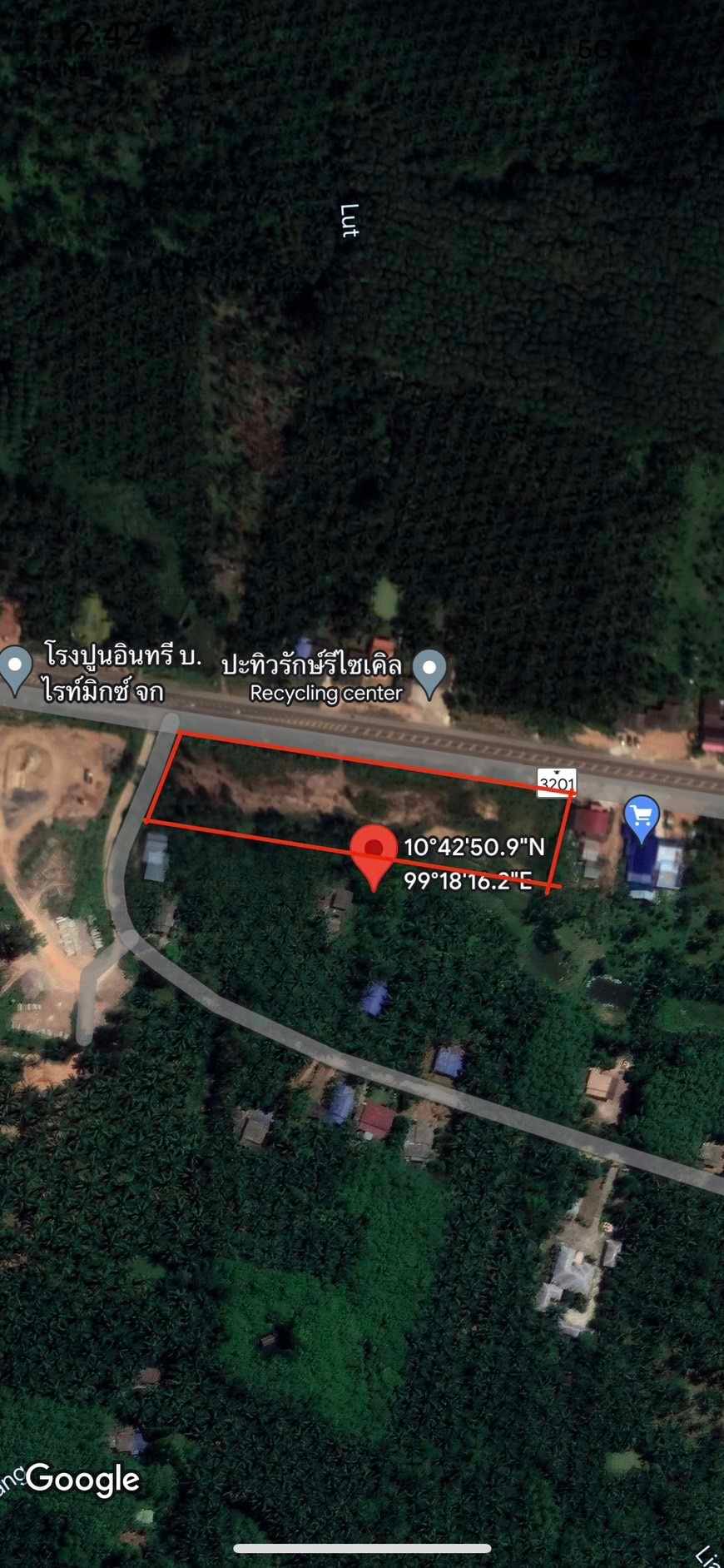 ที่ดินหน้ากว้าง ติดถนน3201 ปะทิว ชุมพร