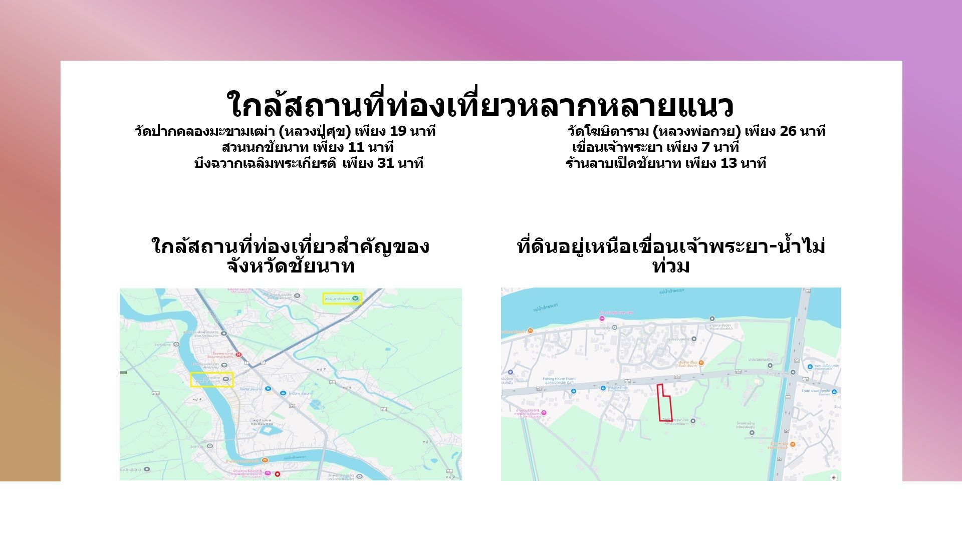 ขายที่ดินอำเภอเมืองชัยนาทยกแปลง จำนวน 3 แปลง รวม 5 ไร่ 1 งาน 96 ตารางวา