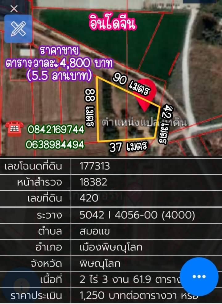 ที่ดินเปล่า เมืองพิษณุโลก 2-3-61.9